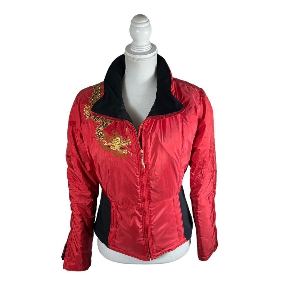 Vintage Obermeyer Limited Edition Red Dragon Red and Black Puffer Jacket